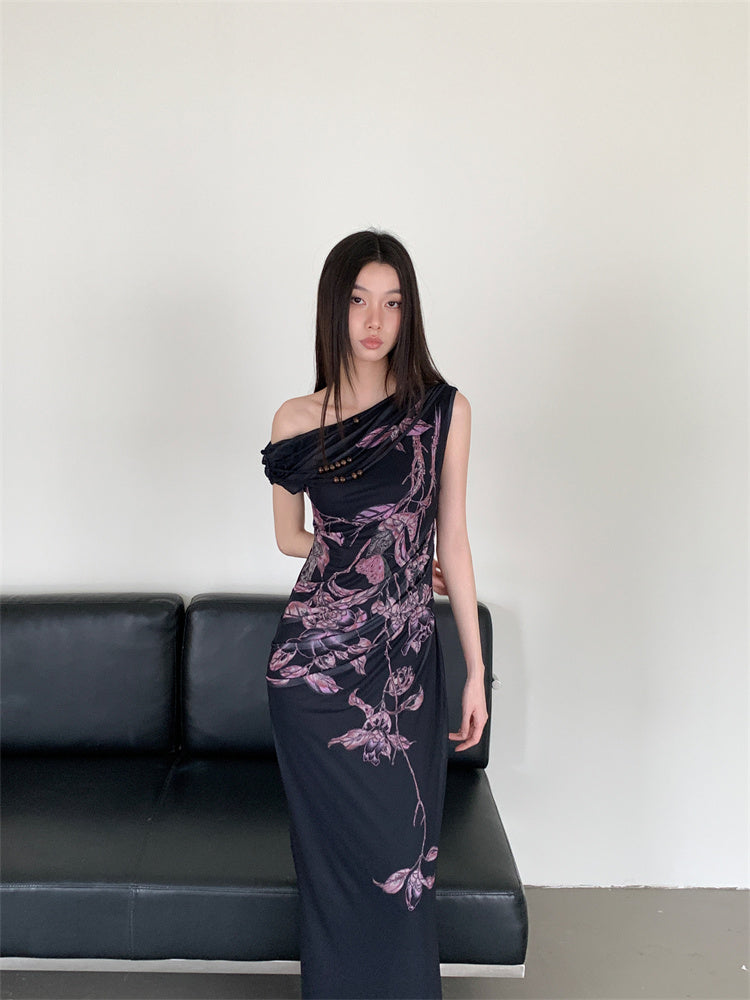 VILZSTUDIOS Elegant Floral Off Shoulder Maxi Dress