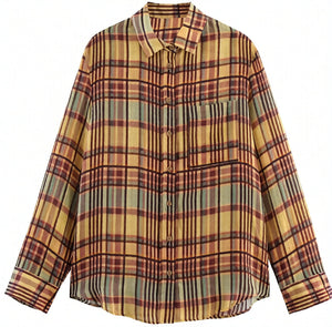 VILZSTUDIOS Plaid Oversized Linen Shirt