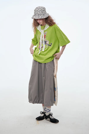 VILZSTUDIOS Lace Round Neck Printed T-Shirt