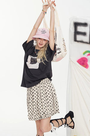 VILZSTUDIOS Chic High Waisted Dotted Skirt