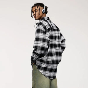 VILZSTUDIOS Plaid Woolen Jacket Mens Shirt