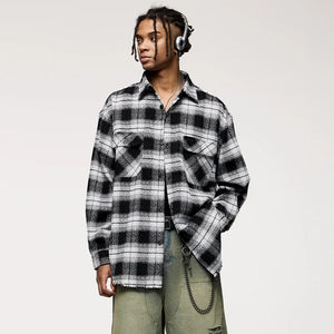 VILZSTUDIOS Plaid Woolen Jacket Mens Shirt