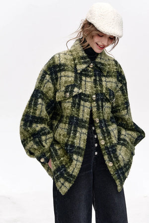 VILZSTUDIOS Retro Lapel Thickened Plaid Jacket
