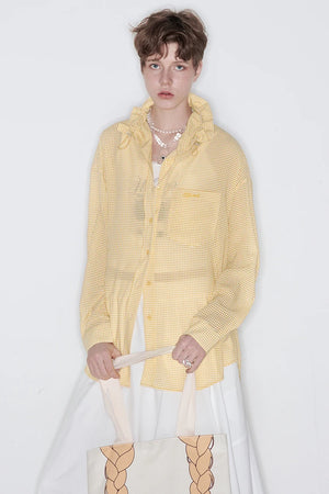 VILZSTUDIOS Plaid Drawstring Shirt