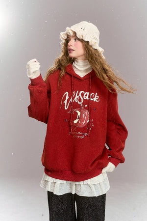 VILZSTUDIOS Sweet Preppy Style Cartoon Print Hoodie