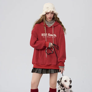 VILZSTUDIOS Red Retro Striped Turtleneck Hoodie