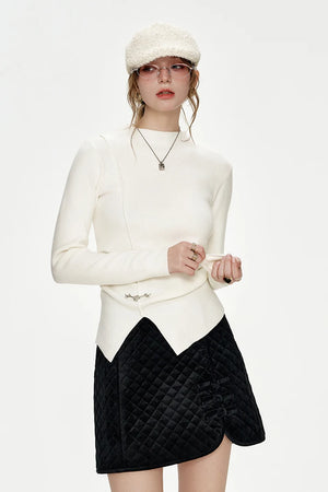 VILZSTUDIOS Stylish Black Diamond Velvet A-Line Skirt