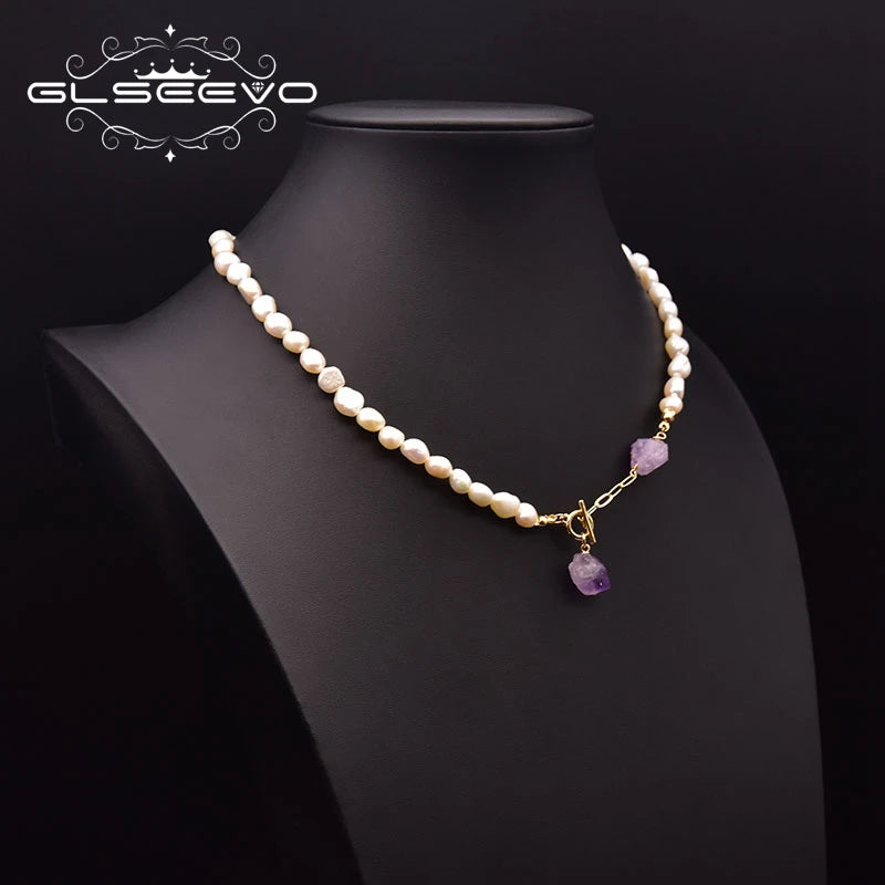 VILZSTUDIOS Natural Pearl Amethyst Necklace
