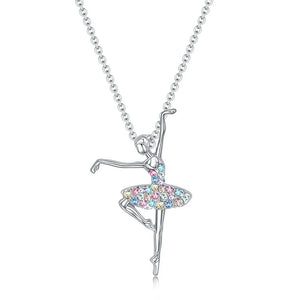 VILZSTUDIOS Crystal Zircon Charm Dancing Ballerina Necklace