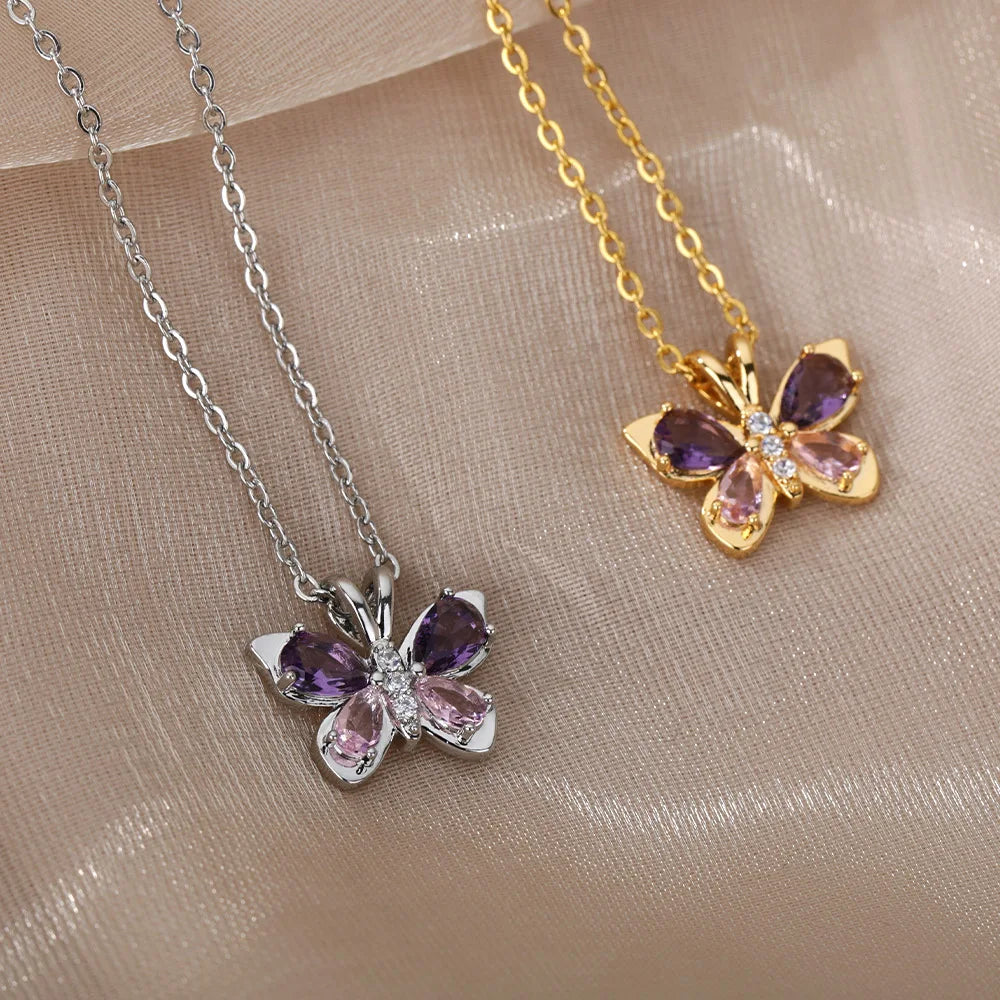 VILZSTUDIOS Zircon Butterfly Pendant Necklace