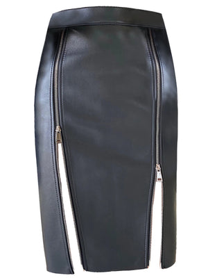 VILZSTUDIOS Soft Black PU Leather High Waist Skirts