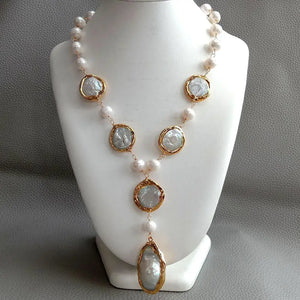 VILZSTUDIOS Natural White Round Coin Necklace