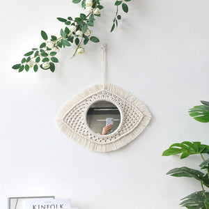 VILZSTUDIOS Decorative Mirrors Wall Decor Macrame Round Mirror Boho Home Decor Mirrors for Bedroom Living Room Bathroom Baby Room Decoration