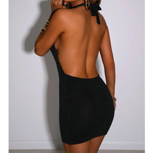 VILZSTUDIOS Sleeveless Sexy Black Halter Bodycon Dress