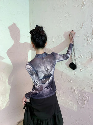 VILZSTUDIOS Chic Gothic Mesh Trend Top