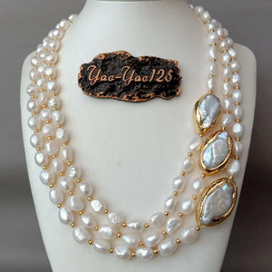 VILZSTUDIOS 3 strands Baroque Pearl Necklace
