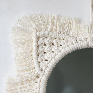 VILZSTUDIOS Decorative Mirrors Wall Decor Macrame Round Mirror Boho Home Decor Mirrors for Bedroom Living Room Bathroom Baby Room Decoration