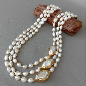 VILZSTUDIOS 3 strands Baroque Pearl Necklace