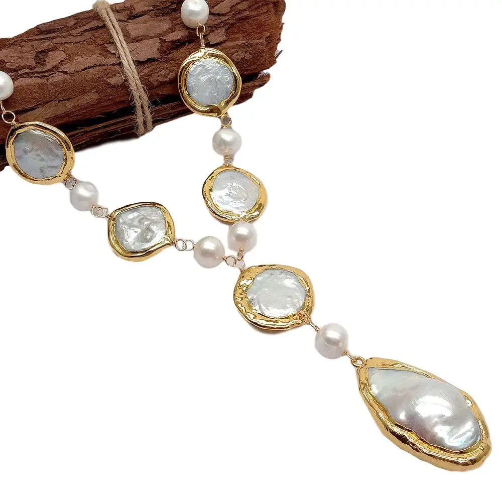 VILZSTUDIOS Natural White Round Coin Necklace