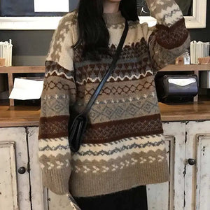 VILZSTUDIOS Cozy Striped Winter Women's Sweater