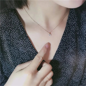 VILZSTUDIOS 925 Sterling Silver French Simple Crystal Necklace