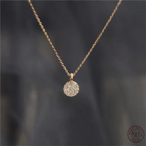 VILZSTUDIOS 925 Sterling Silver French Simple Crystal Necklace