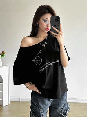 VILZSTUDIOS Casual Off-Shoulder T-Shirt
