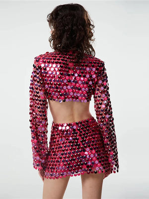 VILZSTUDIOS Sequin Glitter Sparkling Hollow Out Dress