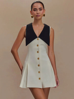 VILZSTUDIOS Sleeveless Contrast Sexy Mini Dress