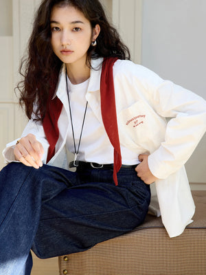 VILZSTUDIOS Blocked Shawl Casual Shirt