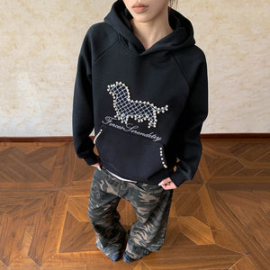 VILZSTUDIOS Pearl Embroidered Loose Fit Hoodie