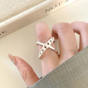 VILZSTUDIOS Geometric Wide Braid Squares Matte Ring