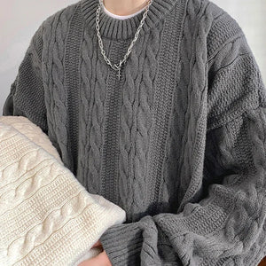 VILZSTUDIOS Classic Grey O-Neck Knitted Sweater