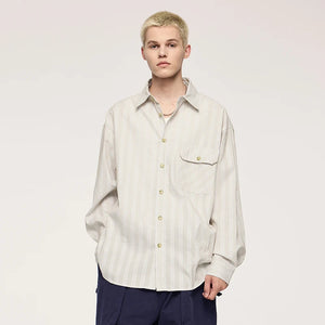 VILZSTUDIOS Versatile Loose Striped Check Shirt