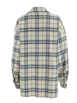 VILZSTUDIOS Oversized Plaid Women's Turn Down Shirt