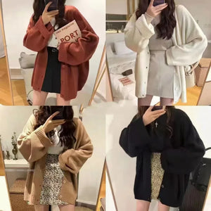 VILZSTUDIOS Cozy Loose Knitted V-Neck Cardigan