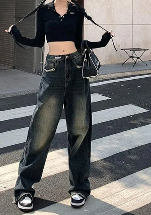 VILZSTUDIOS Retro Loose Wide Leg High Jeans