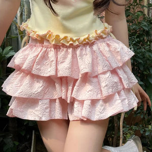 VILZSTUDIOS Ruffle Patchwork Layered Lolita Ballet Shorts