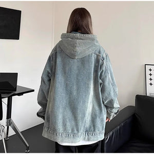 VILZSTUDIOS Vintage Washed Denim Hooded Jacket