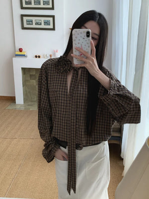 VILZSTUDIOS Brown Plaid Oversized Shirt