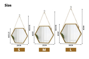 VILZSTUDIOS Hexagon Shape Decorative Mirror Wall Decor Makeup Hanging Mirror Bathroom Cosmetic Mirror Bedroom Room Wall Decoration