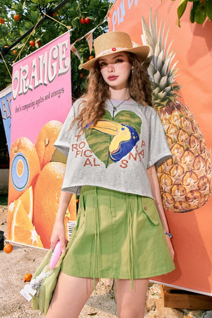 VILZSTUDIOS Loose Printed Petite Straight T-Shirt