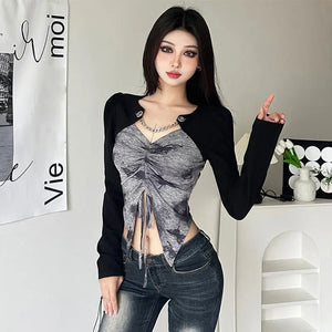 VILZSTUDIOS Casual Drawstring Crop Top