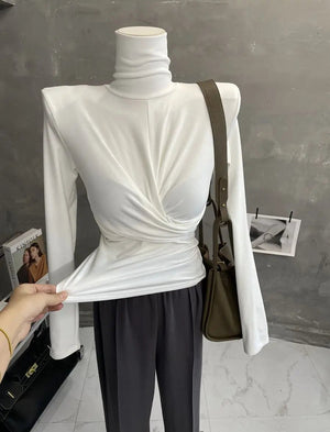 VILZSTUDIOS Twisted Turtleneck Women Basic Top