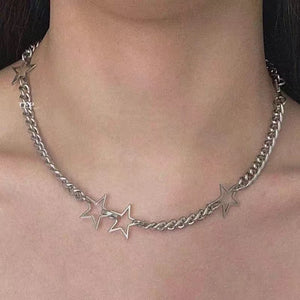 VILZSTUDIOS Gothic Celestial Open Hollow Star Choker Necklace