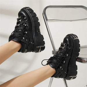 VILZSTUDIOS Gothic Lace-Up Platform Ankle Boots