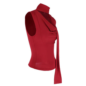 VILZSTUDIOS Elegant V-Neck Bandage Cropped Sleeveless Top
