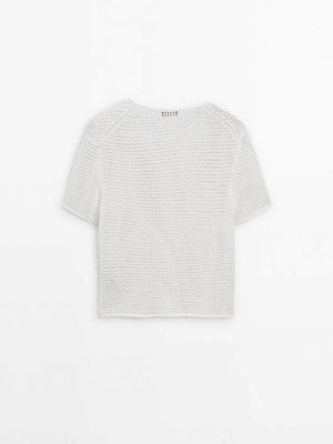 VILZSTUDIOS Hollow Knitted Short Sleeved T-Shirt