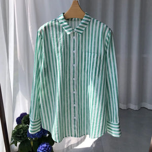 VILZSTUDIOS Striped Linen Long Sleeve Shirt