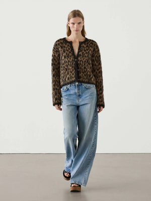 VILZSTUDIOS Vintage Leopard Print Cardigan